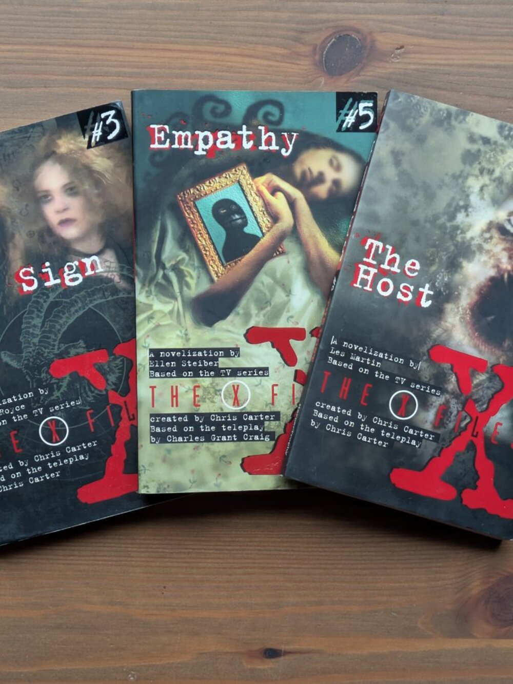 3pack X-FILES VINTAGE BOOKS Tie-In Set Lot Rare- #3 Bad Sign #5 Empathy #8 Host